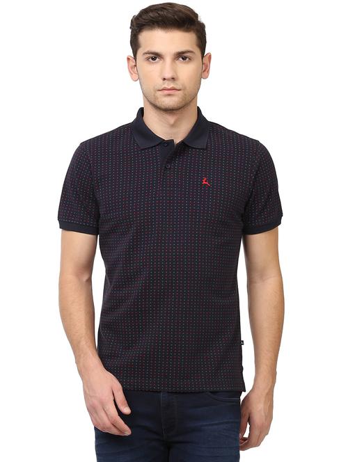 navy blue printed polo t-shirt - 17503715 - Very Small Image - 1