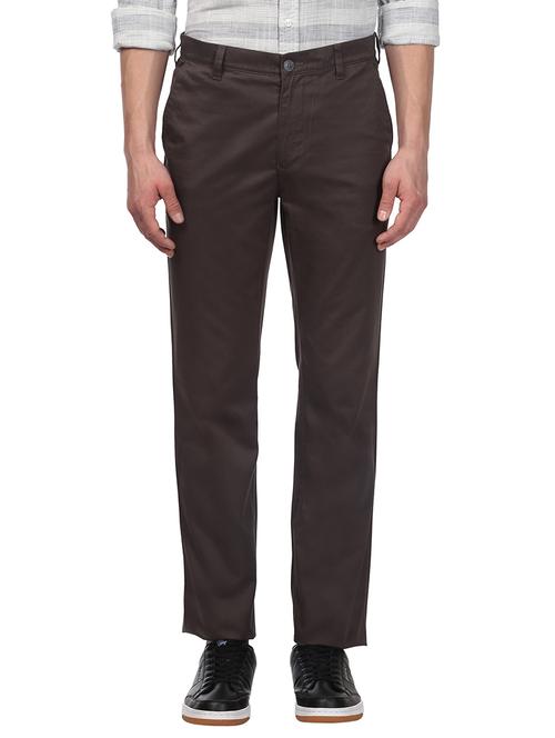 grey solid flat front casual trouser - 17503882 - Very Small Image - 1