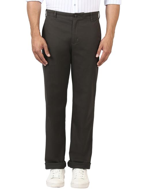 grey solid flat front casual trouser - 17503904 - Very Small Image - 1