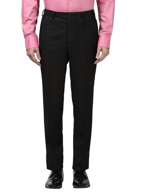 black textured flat front trouser - 17503952 - Very Small Image - 1
