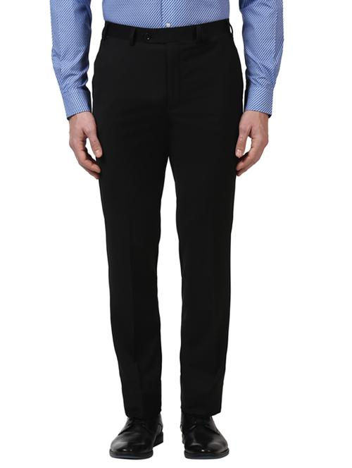 black solid flat front formal trouser - 17503971 - Very Small Image - 1