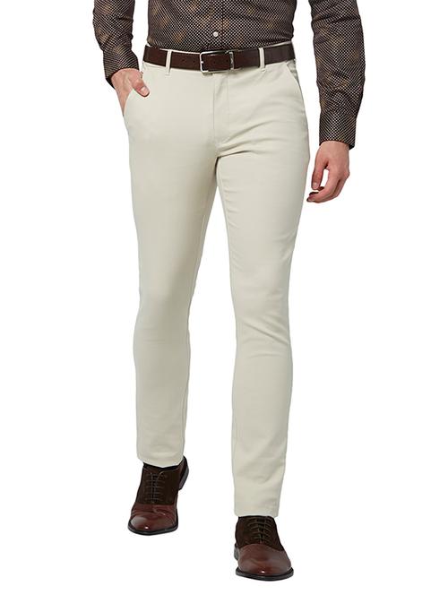 off white solid flat front formal trouser - 17504074 - Very Small Image - 1