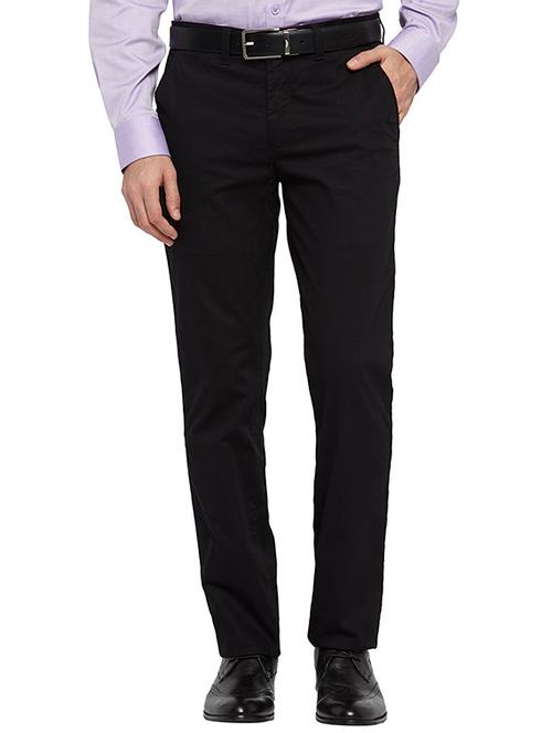 black solid flat front formal trouser - 17504117 - Very Small Image - 1
