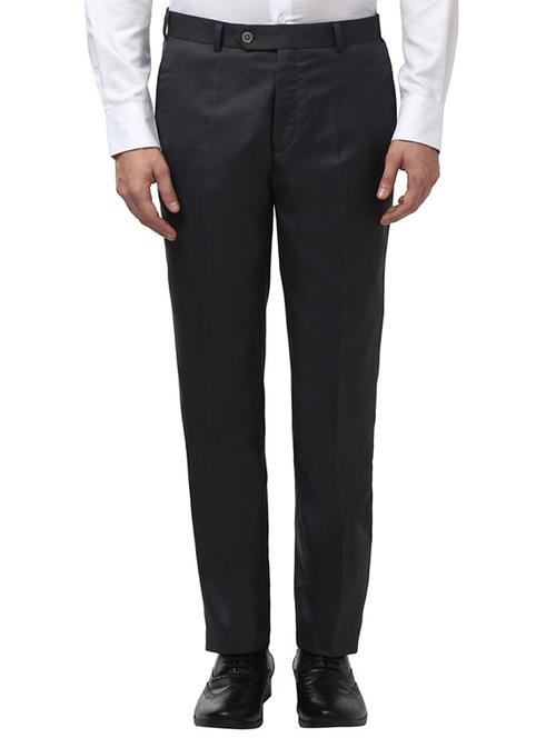 grey solid flat front formal trouser - 17504171 - Very Small Image - 1