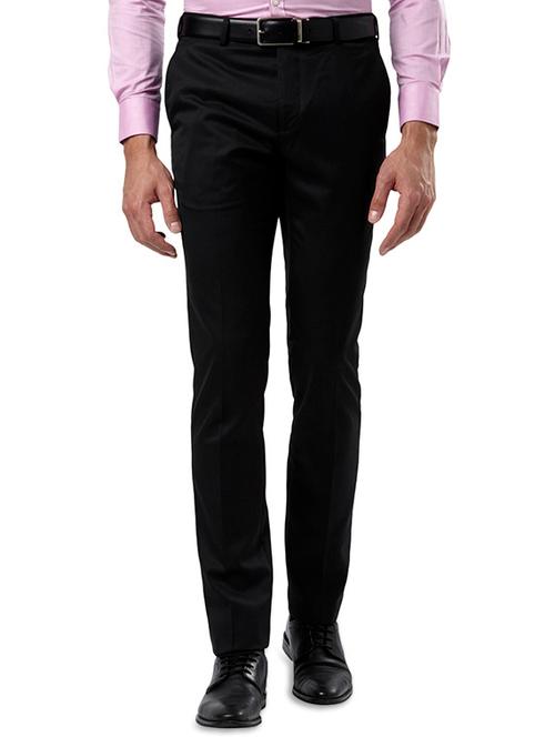 black solid flat front formal trouser - 17504213 - Very Small Image - 1