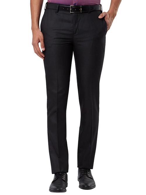 black solid flat front formal trouser - 17504247 - Very Small Image - 1