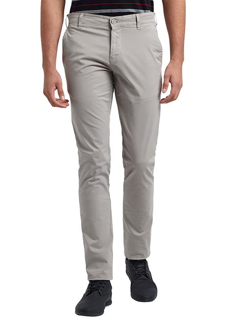 grey solid flat front casual trouser - 17504262 - Very Small Image - 1