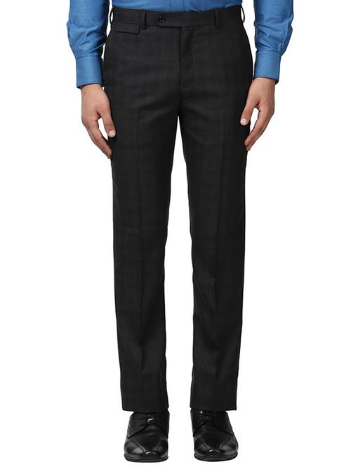 black textured flat front formal trouser - 17504278 - Very Small Image - 1