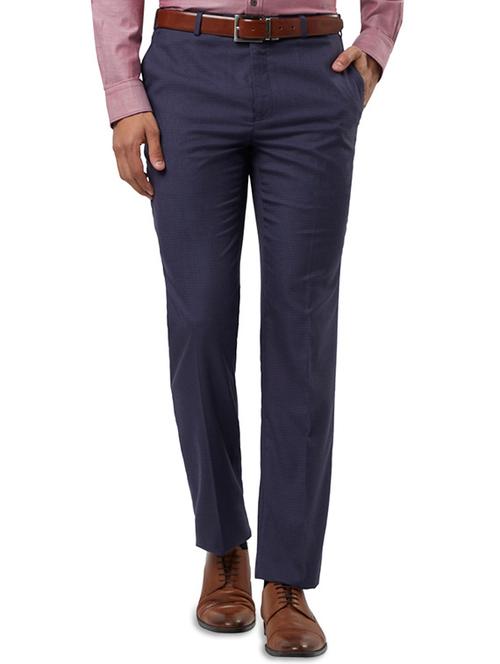 blue checkered flat front formal trouser - 17504353 - Very Small Image - 1