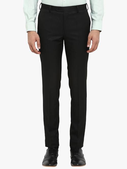 black solid flat front formal trouser - 17504381 - Very Small Image - 1