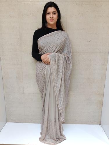 beautiful grey color saree - 17504889 - Very Small Image - 1
