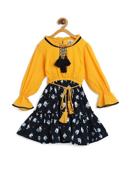 yellow cotton blend frock - 17504992 - Very Small Image - 1