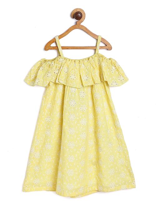 yellow schiffli frock - 17505082 - Very Small Image - 1