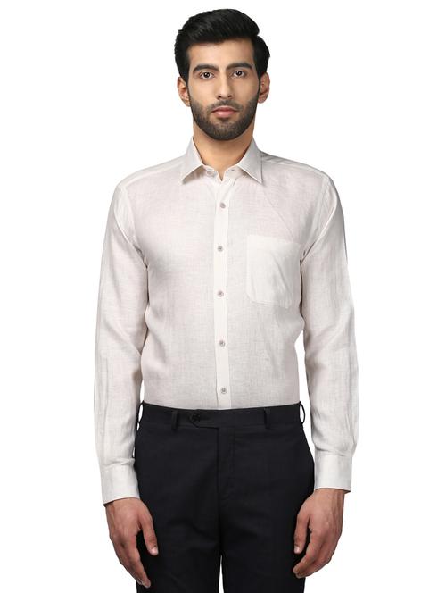 off white solid formal shirt - 17505624 - Very Small Image - 1