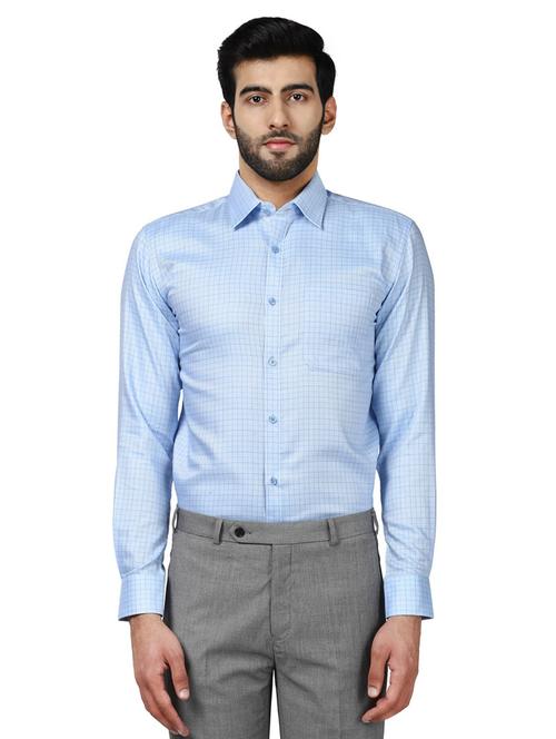 light blue checkered formal shirt - 17505639 - Very Small Image - 1
