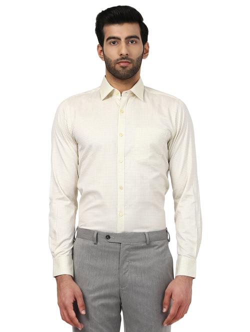 beige checkered formal shirt - 17505648 - Very Small Image - 1