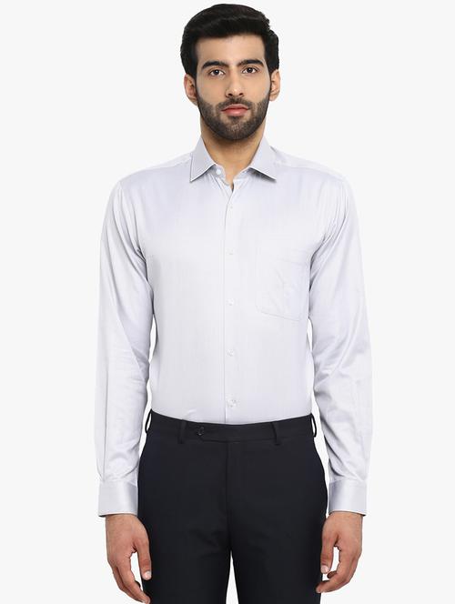grey solid formal shirt - 17505916 - Very Small Image - 1