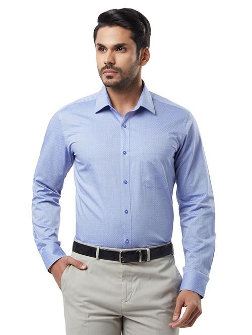 blue self design formal shirt - 17505921 - Very Small Image - 1