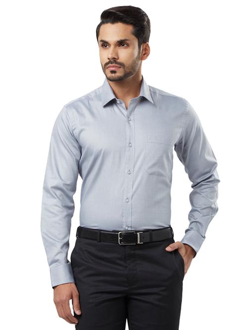 grey solid formal shirt - 17505937 - Very Small Image - 1