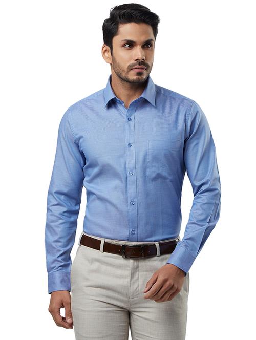 blue self design formal shirt - 17505938 - Very Small Image - 1