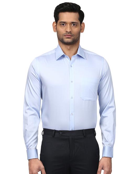 blue solid formal shirt - 17505993 - Very Small Image - 1