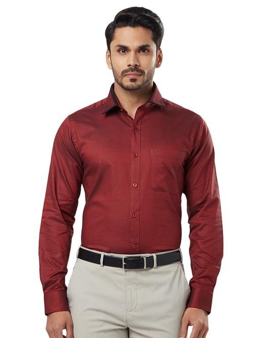 maroon self design formal shirt - 17506029 - Very Small Image - 1