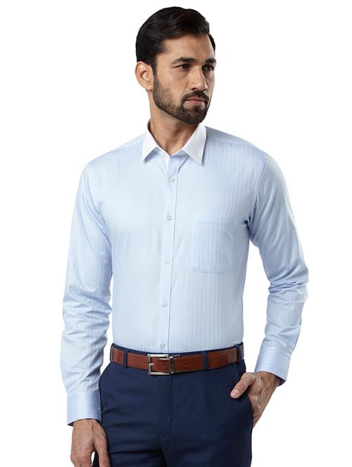 light blue self design formal shirt - 17506032 - Very Small Image - 1