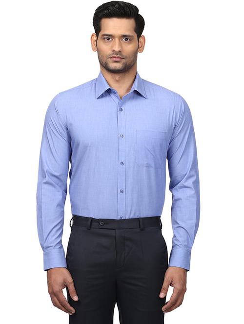 blue solid formal shirt - 17506136 - Very Small Image - 1