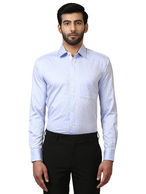 light blue printed formal shirt - 17506192 - Very Small Image - 1