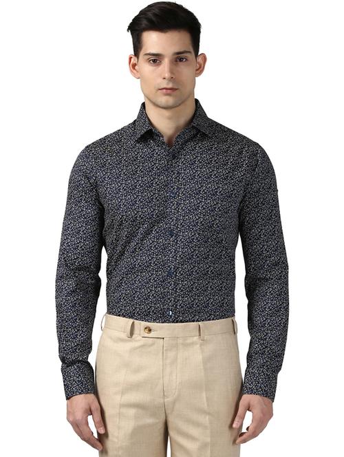 navy blue printed formal shirt - 17506247 - Very Small Image - 1