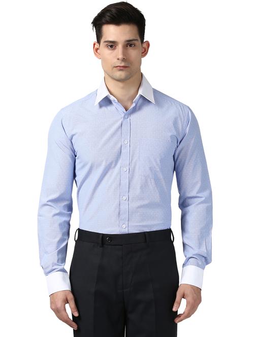 light blue self design formal shirt - 17506257 - Very Small Image - 1