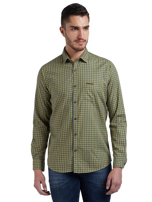 olive green checkered casual shirt - 17506295 - Very Small Image - 1