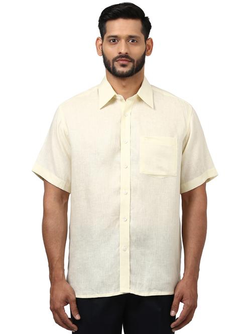 yellow solid linen casual shirt - 17506332 - Very Small Image - 1