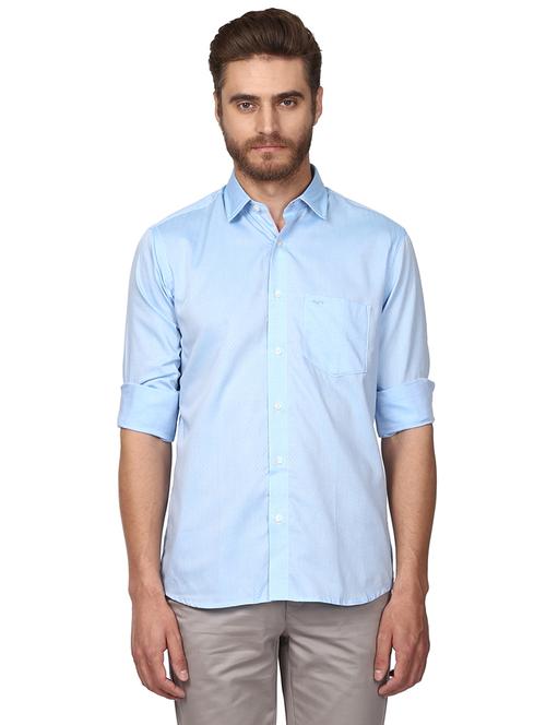 light blue self design casual shirt - 17506451 - Very Small Image - 1