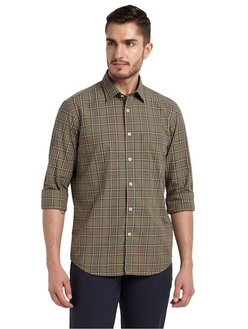 olive green checkered casual shirt - 17506485 - Very Small Image - 1