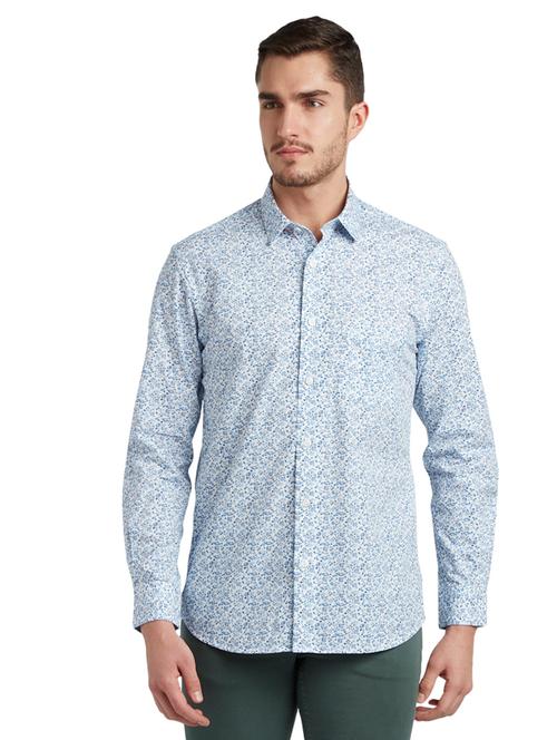 blue printed casual shirt - 17506499 - Very Small Image - 1