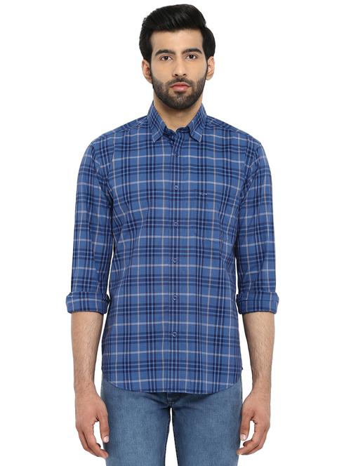 blue checkered casual shirt - 17506509 - Very Small Image - 1