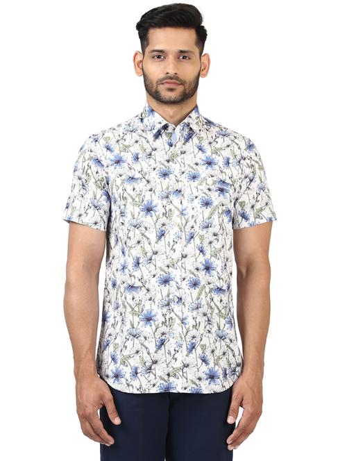 white floral print casual shirt - 17506552 - Very Small Image - 1