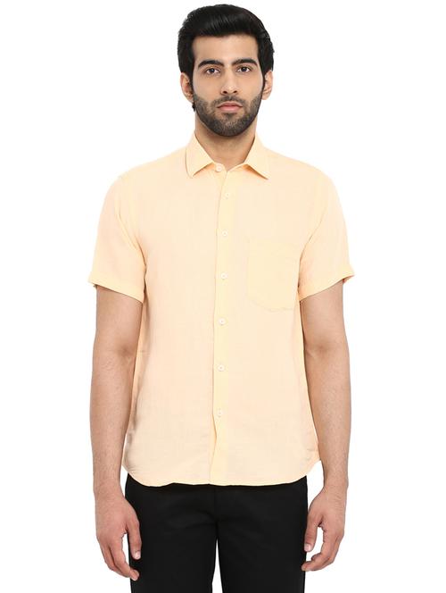 orange solid linen casual shirt - 17506553 - Very Small Image - 1