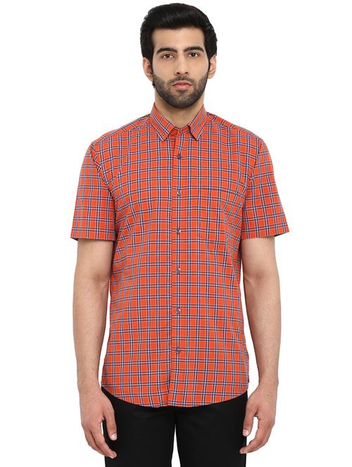 orange checkered casual shirt - 17506559 - Very Small Image - 1
