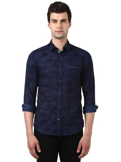 navy blue camouflage casual shirt - 17506579 - Very Small Image - 1
