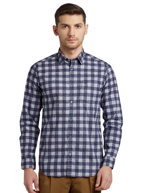 blue checkered casual shirt - 17506604 - Very Small Image - 1