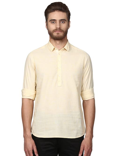 yellow self design casual shirt - 17506633 - Very Small Image - 1