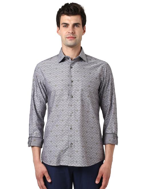 grey printed casual shirt - 17506689 - Very Small Image - 1