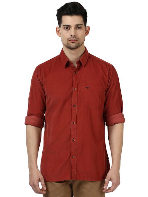 orange solid casual shirt - 17506718 - Very Small Image - 1