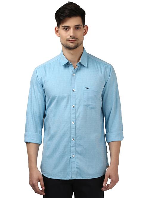 blue solid casual shirt - 17506767 - Very Small Image - 1