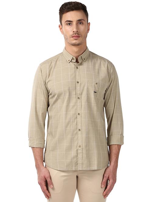 beige checkered casual shirt - 17506797 - Very Small Image - 1