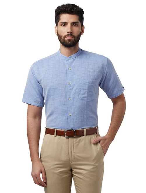 blue solid casual shirt - 17506852 - Very Small Image - 1