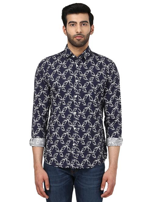 navy blue printed casual shirt - 17506910 - Very Small Image - 1