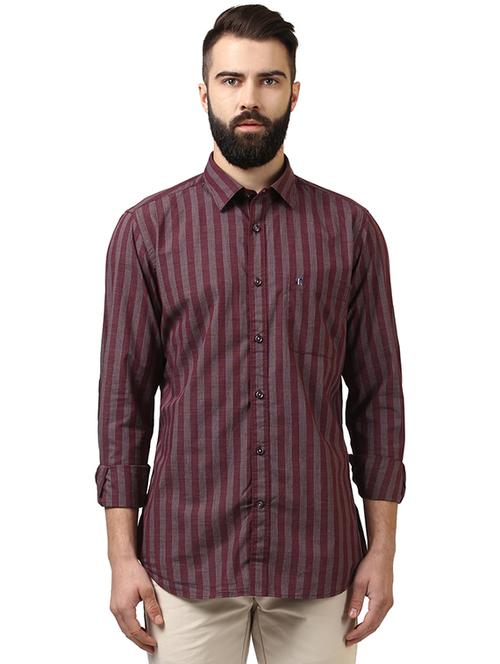 maroon striped casual shirt - 17506934 - Very Small Image - 1